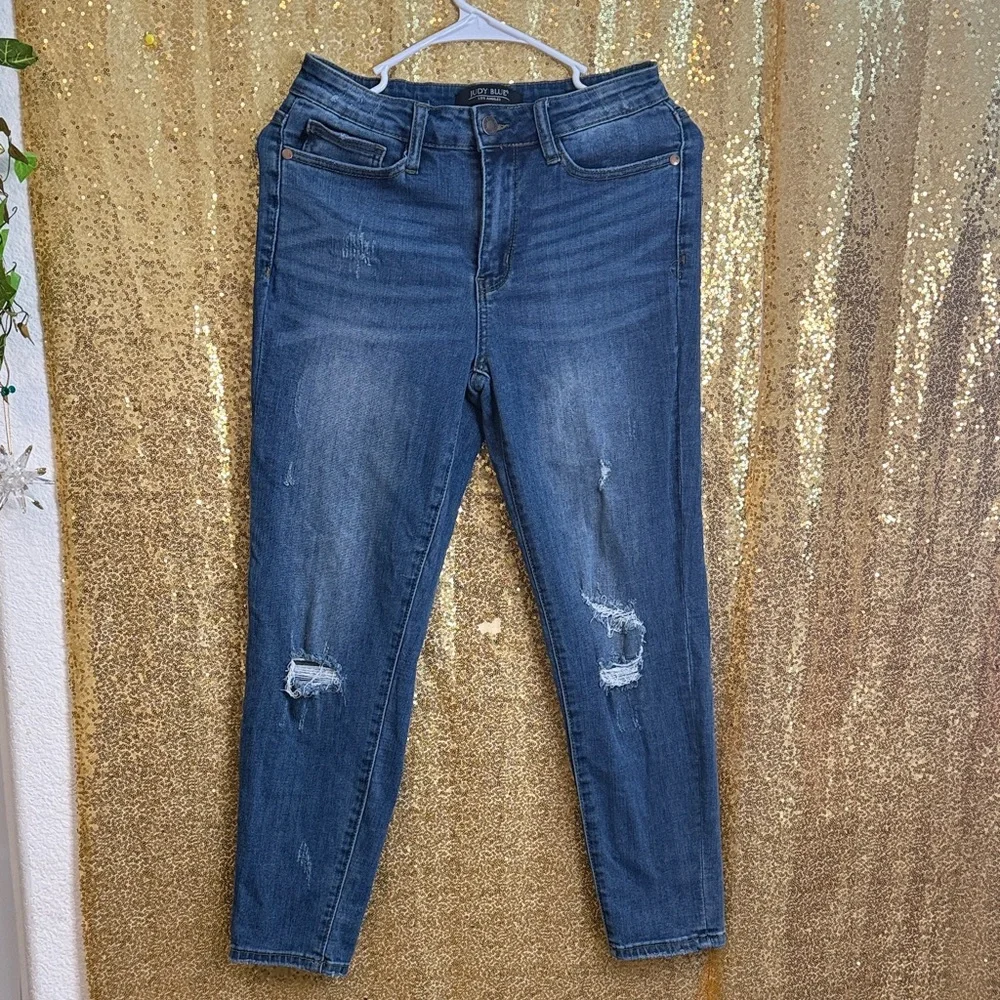 Judy Blue Women's Distressed Blue Skinny Jeans